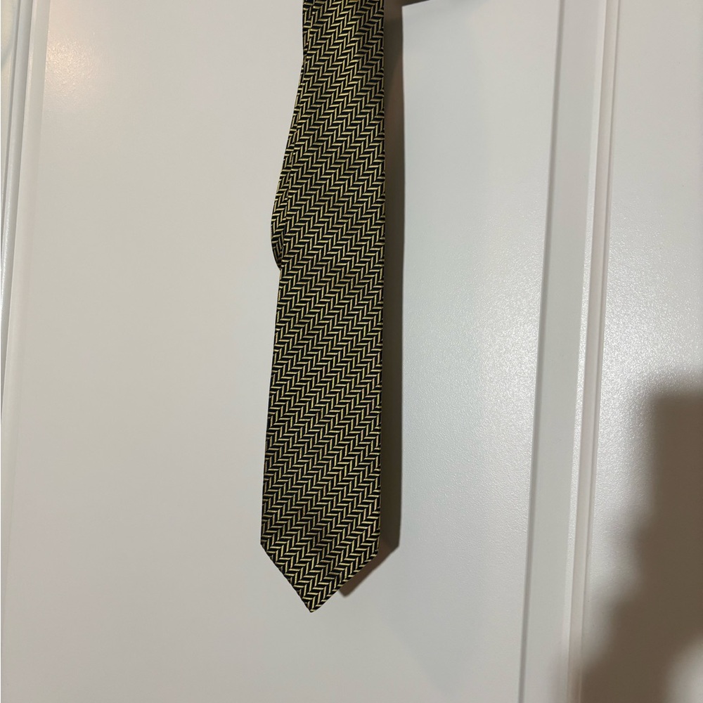 Christian Dior Black Chevron Silk Tie